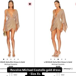 x Revolve Zeila Mini Dress in Gold Michael Costello one shoulder dress Size XS